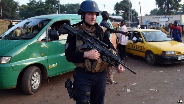 French gendarmes in Bangui on 29 April 2014