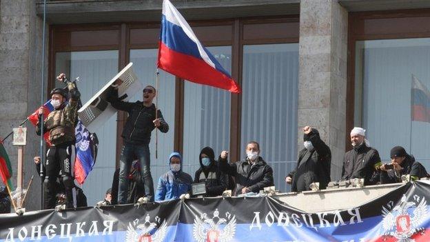 Pro-Russian activists in Donetsk