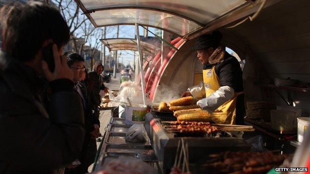 A Chinese street food vendor