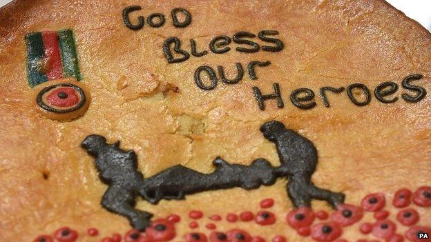 Pie featuring the text God Bless Our Heroes