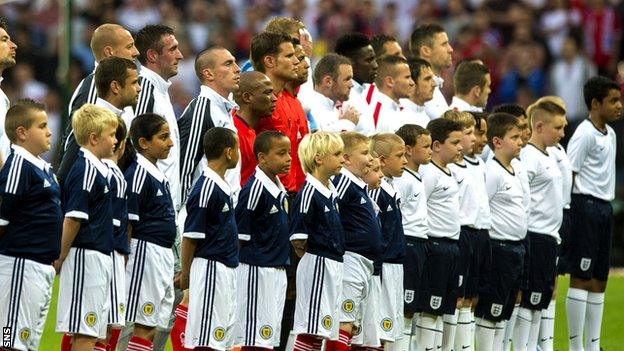 Scotland and England players at Wembley