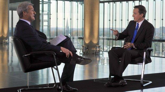 Jeremy Paxman interviews David Cameron in April 2010