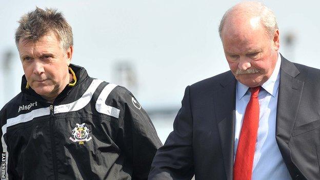 Kieran Harding with Portadown manager Ronnie McFall