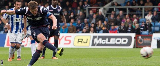 Richie Brittain scores a penalty for Ross County against Kilmarnock