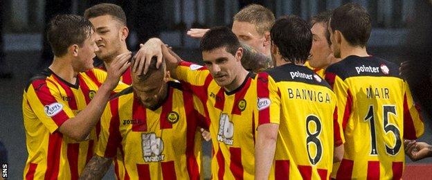 Partick Thistle players celebrating