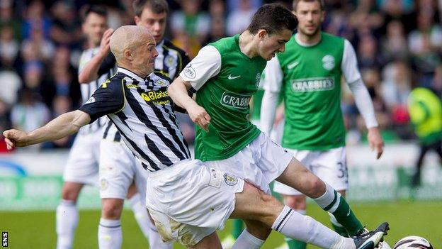 Jim Goodwin in action for St Mirren against Hibernian