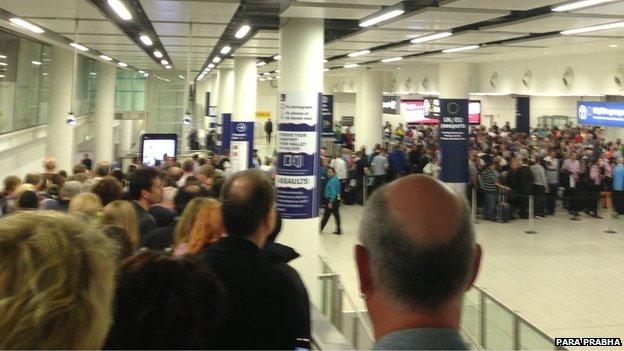 Immigration hall at Gatwick Airport