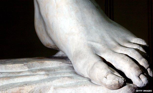 The left foot of Michelangelo's David