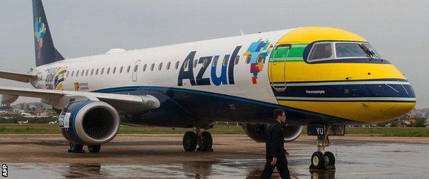 A Brazilian airline remembers Senna by painting his helmet onto the front a plane