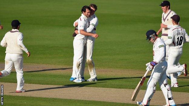 Lewis Gregory celebrates with team-mates