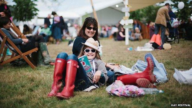 Child and woman at Hay Festival