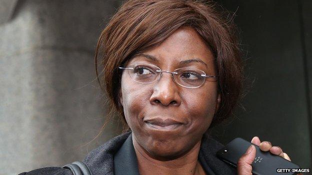 Constance Briscoe leaving the Old Bailey on 1 May 2014 after being convicted