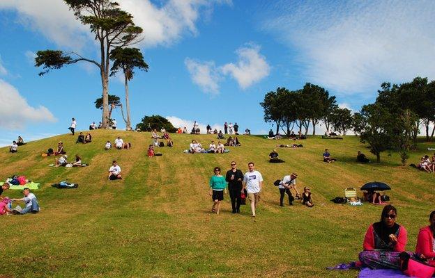 Supporters on the hill