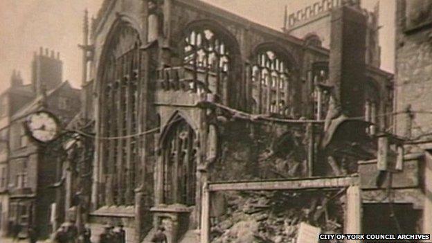 Damaged building in York