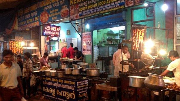 Rows of kebab street stalls