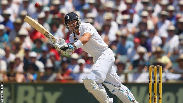 England's Matt Prior in action against Australia