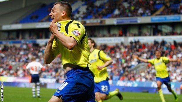 Paul Caddis celebrates after scoring Birmingham's crucial late equaliser