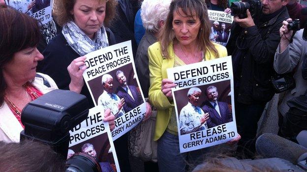 Senior members of Sinn Féin including Martina Anderson and Caral Ni Chuilin attended the rally