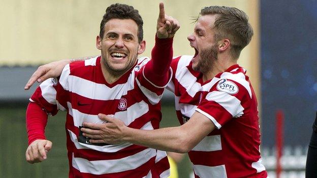 Anthony Andreu (left) celebrates for Hamilton