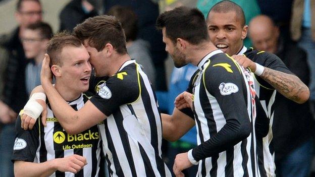 Gregg Wylde (left) celebrates his goal