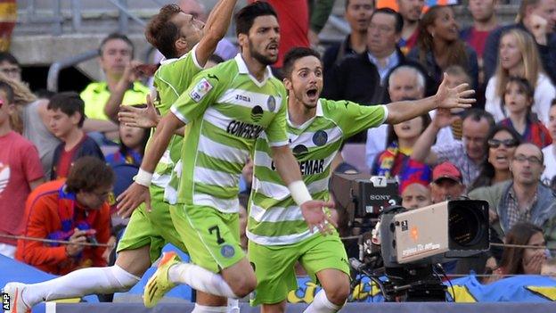 Getafe players celebrate