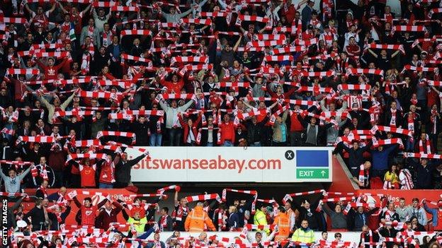 Southampton fans at the Liberty Stadium