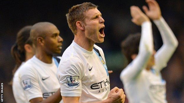 James Milner celebrates Manchester City's win