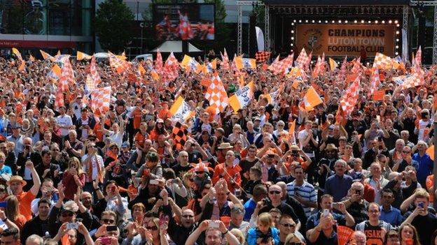 Luton Town fans in St George's Square