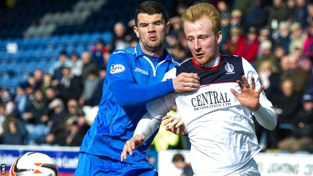 Queen of the South's Mark Durran and Falkirk's Mark Beck