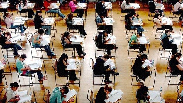 Schoolchildren sitting an exam