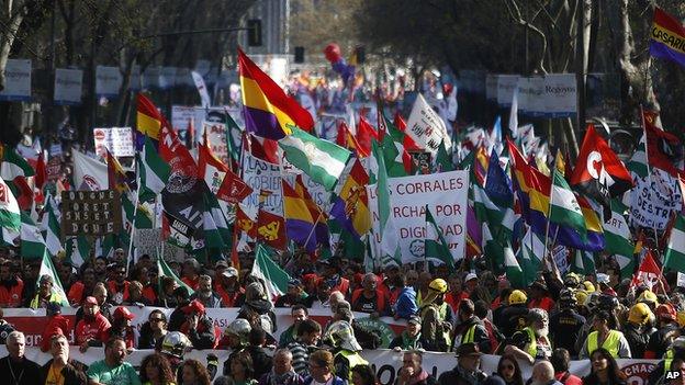 Protest, Madrid, Spain, Saturday, March 22, 2014