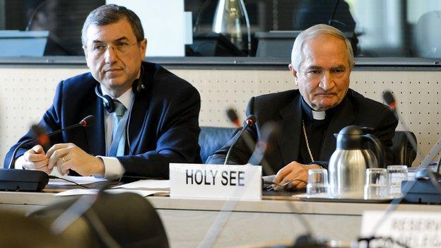 Vatican officials at UN hearing in Geneva, 5 May 14