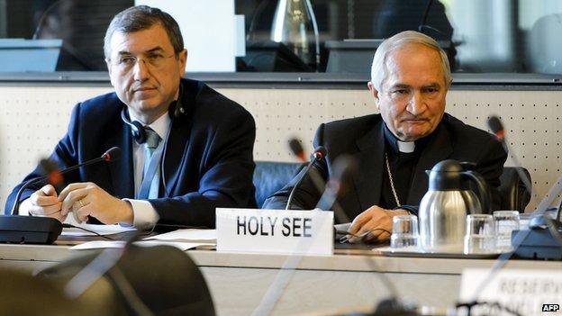 Vatican officials at UN hearing in Geneva, 5 May 14