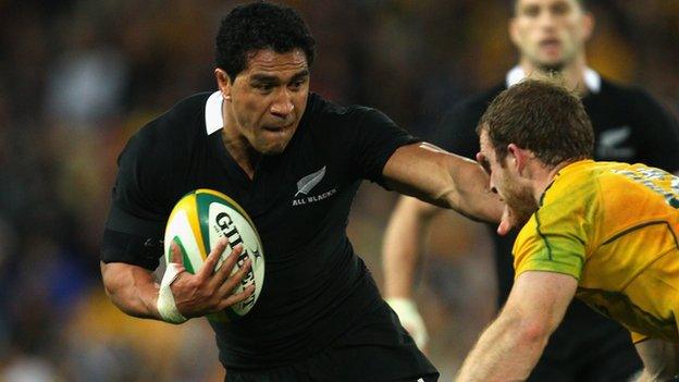 Mils Muliaina in action for the All Blacks against Australia in the 2011 Tri-Nations