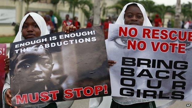 Rally in support of missing girls in Lagos, Nigeria. 5 May 2014