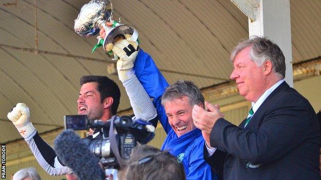 Guernsey celebrate winning the 2013 Muratti at the Track