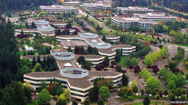 Microsoft Redmond campus aerial view