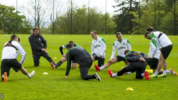 Celtic players training