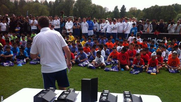 Asian players during the Chelsea Asian Star day at the Premier League side's Cobham training ground