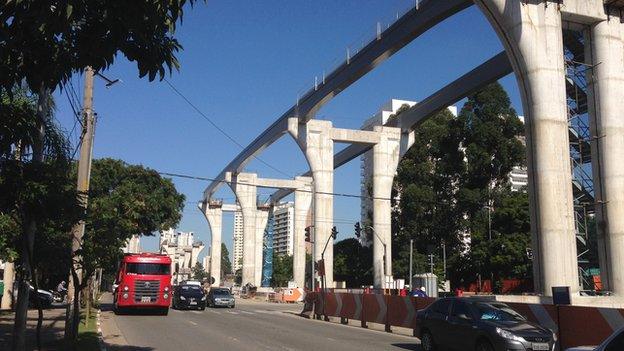 Partially completed flyover in Sao Paulo