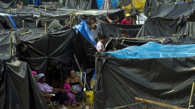 Tents at the Copa do Povo camp in eastern Sao Paulo