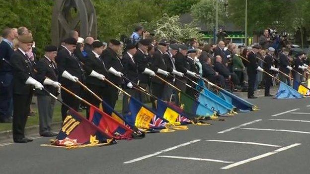 Veterans line the route the cortege takes as it makes its way out of RAF Brize Norton