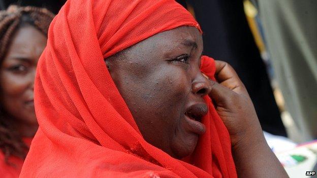 Mother of abducted schoolgirl at rally in Abuja. 6 May 2014
