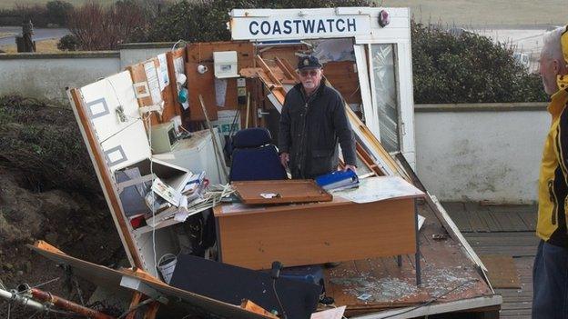 Storm demolished Lyme Bay National Coastwatch Institution's lookout