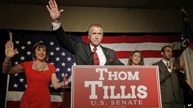 Thom Tillis appeared in Charlotte, North Carolina, on 6 May 2014