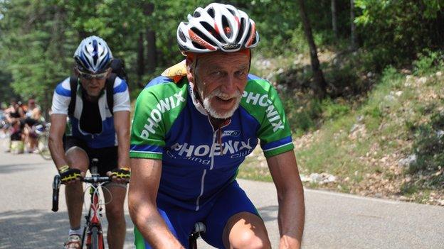 Tommy Lamb cycles up the Mont Ventoux when one of his cycling heroes Tom Simpson died in the 1967 Tour de France