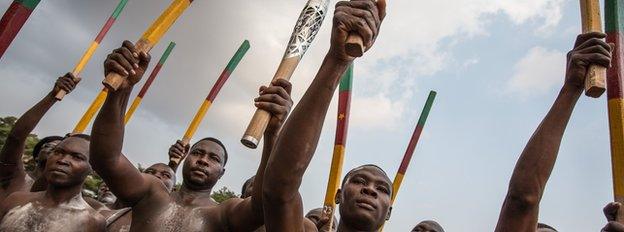 The baton is welcomed in Yaounde, Cameroon