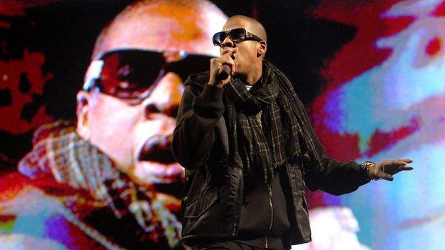 Jay Z performs at Glastonbury in 2008