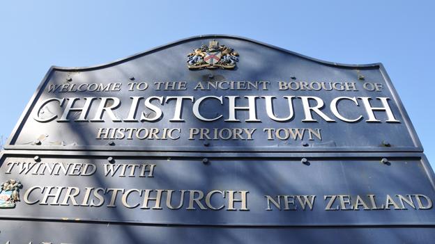 Sign welcoming visitors to Christchurch