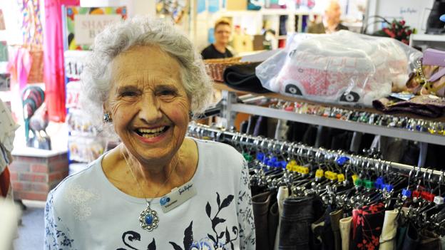 Lady in charity shop